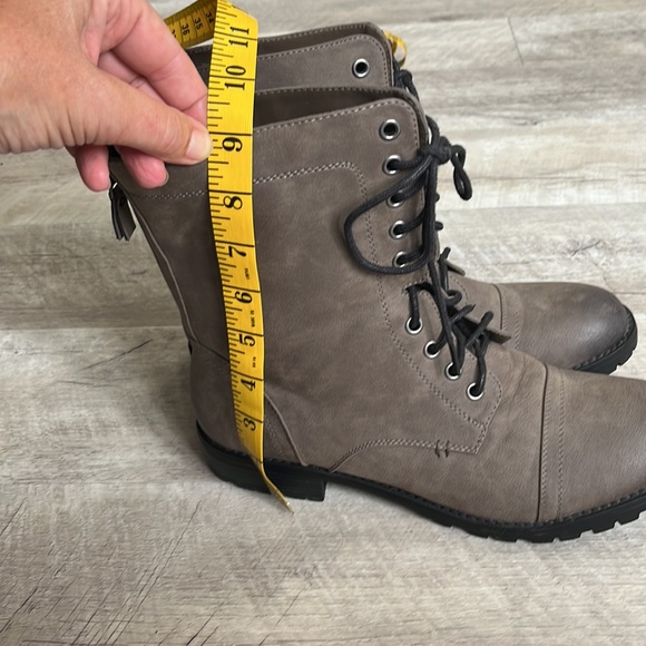 Lace Up Combat Boot with Zipper Grey/Olive green - Picture 5 of 8
